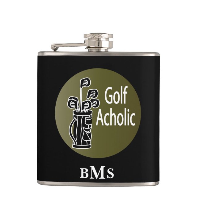 Monogram Golf Aholic Hip Flask (Front)