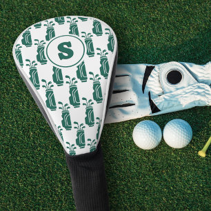 Monogram Golf Bag Pattern Modern Preppy Green Head Cover