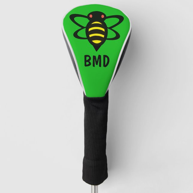 Monogram Golf Club Head Cover with Bee Design (Front)