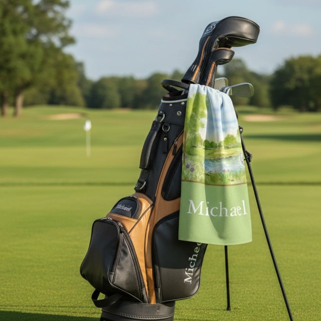Monogram Golf Course with Heron  Towel (Creator Uploaded)