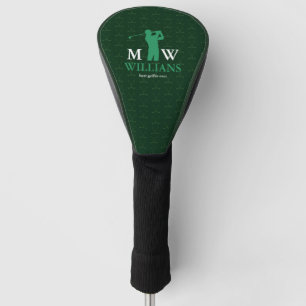 Monogram (Golfer Name & Initials) cool green Golf Head Cover