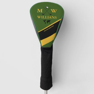 Monogram (Golfer name & initials) green yellow Golf Head Cover