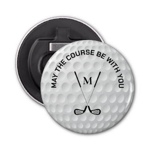 Monogram golfing crossed clubs custom text bottle opener
