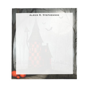 Monogram Gothic Chequerboard Halloween Tower Notepad