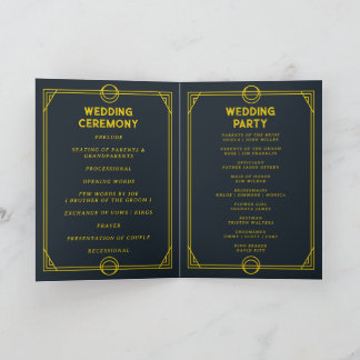 monogram gothic foldable wedding program card