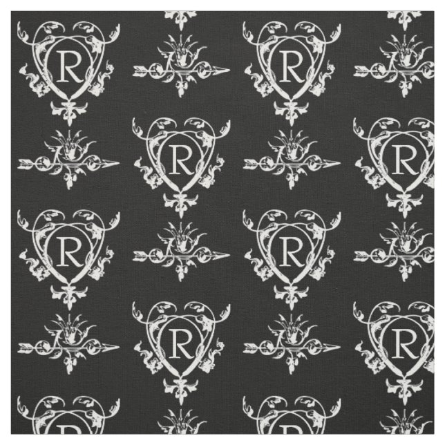 Monogram Gothic Hearts And Arrows Pattern Fabric (Swatch)