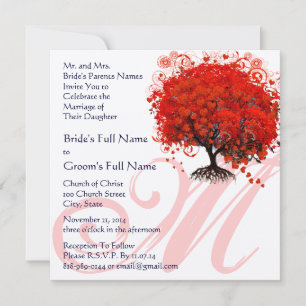 Monogram Gothic Love Tree Wedding Invitation