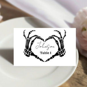 Monogram Gothic Skull Heart Hand Wedding  Place Card