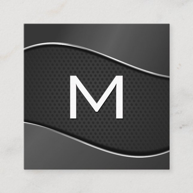 Monogram | Gradient Background Mesh Square Business Card (Front)