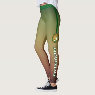 MONOGRAM GRADIENT GREEN with Name Ombre Leggings
