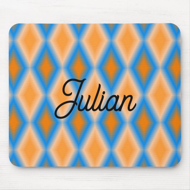 Monogram gradient orange blue diamond shapes mouse pad (Front)