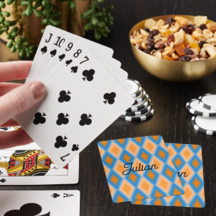 Monogram gradient orange blue diamond shapes playing cards