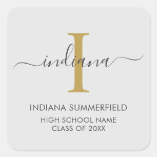 Monogram Graduation 2025 Modern Grad Square Sticker