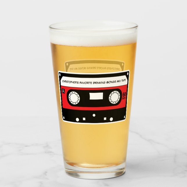 Monogram Graduation Graduate Retro Song Mix Tape Glass (Back Filled)