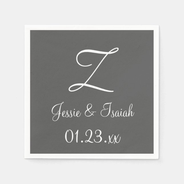 Monogram Granite Grey Simple Colourful Paper Napki Napkin (Front)