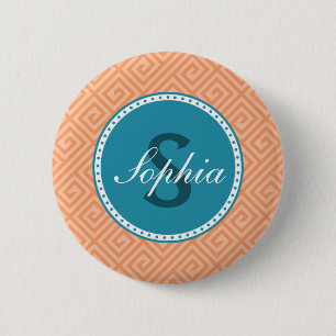 Monogram Greek Key Button