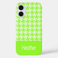 Monogram green and white houndstooth pattern
