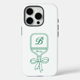 Monogram Green Bow Pickleball Paddle  iPhone 16 Pro Case
