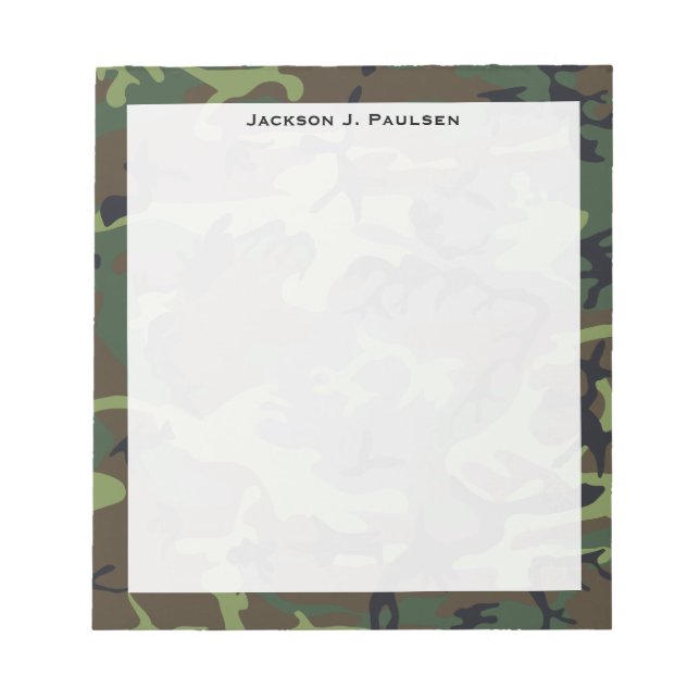 Monogram Green, Brown, Black Camouflage Notepad (Front)