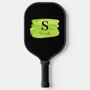 Monogram Green Brush Stroke Pickleball Paddle