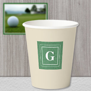 Monogram, Green Denim Print 8oz Paper Cups