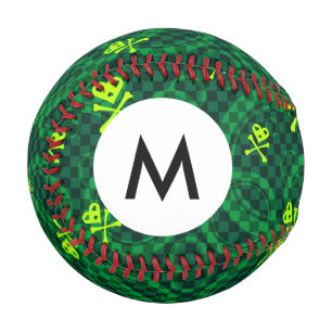 Monogram Green Emo Pattern With Circles Baseball
