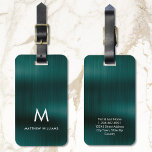 Monogram Green Faux Metal Steel Styled Custom Luggage Tag<br><div class="desc">Monogram Green Faux Metal Steel Styled Custom Luggage Tag</div>