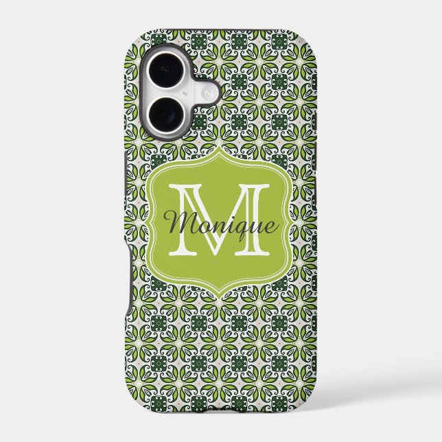 Monogram Green Flowers Pattern (Back)