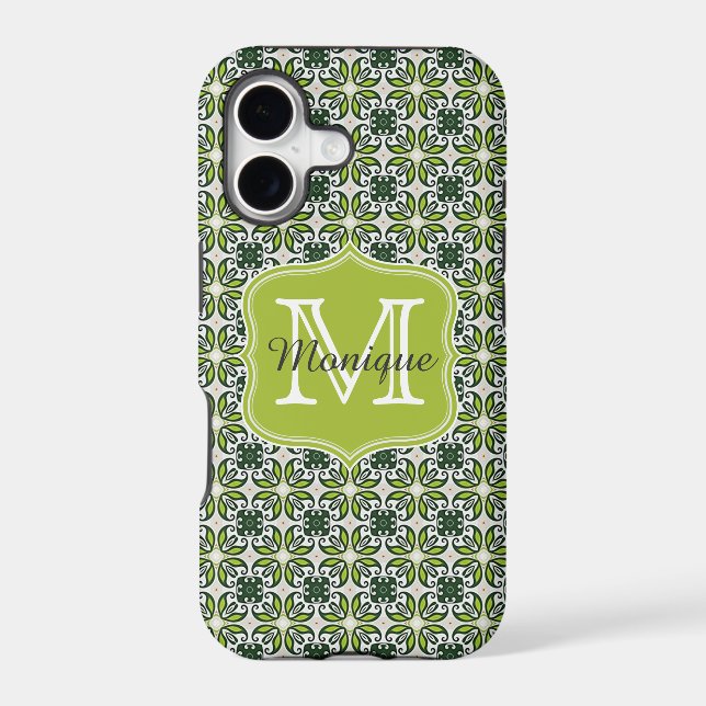 Monogram Green Flowers Pattern (Back)