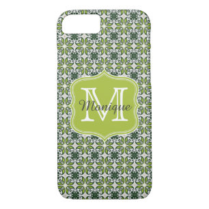 Monogram Green Flowers Pattern Case-Mate iPhone Case