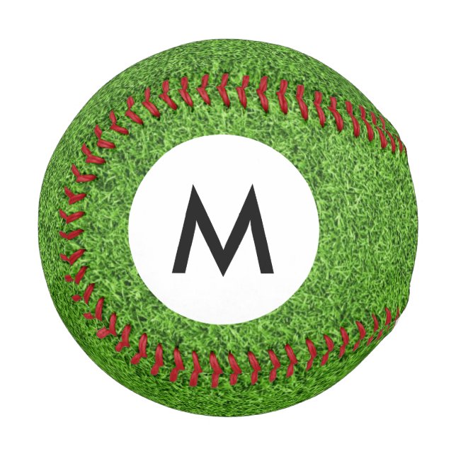 Monogram green grass texture baseball (Front Left)