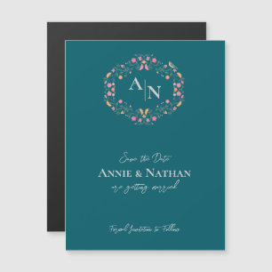 Monogram Green Intricate Floral Frame Wedding