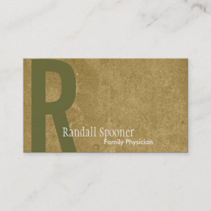 Monogram Green Khaki Brown Physician Business Card