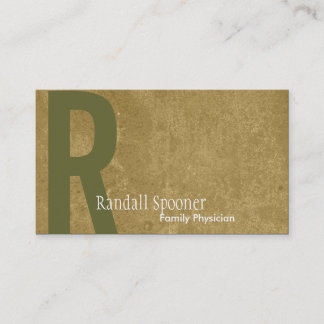 Monogram Green Khaki Brown Physician Business Card
