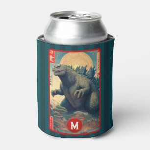 Monogram Green Lizard Monster Cool Retro Bold Fun Can Cooler