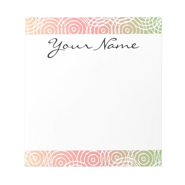Monogram Green Pink Ikat Circles Geometric Pattern Notepad (Front)