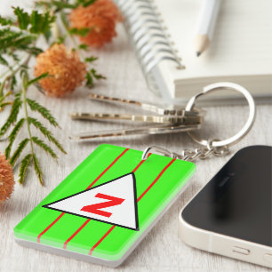 Monogram Green Red Stripes Key Ring
