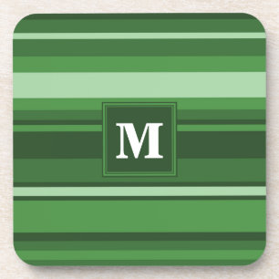 Monogram green stripes coaster
