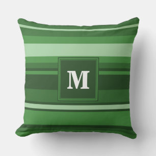 Monogram green stripes cushion