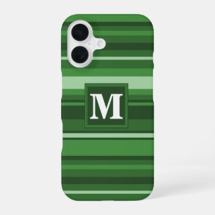 Monogram green stripes iPhone 16 case