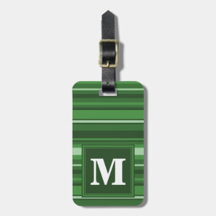 Monogram green stripes luggage tag