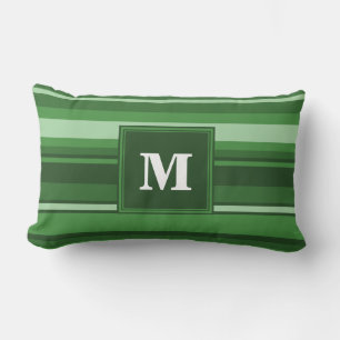 Monogram green stripes lumbar cushion