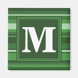 Monogram green stripes magnet