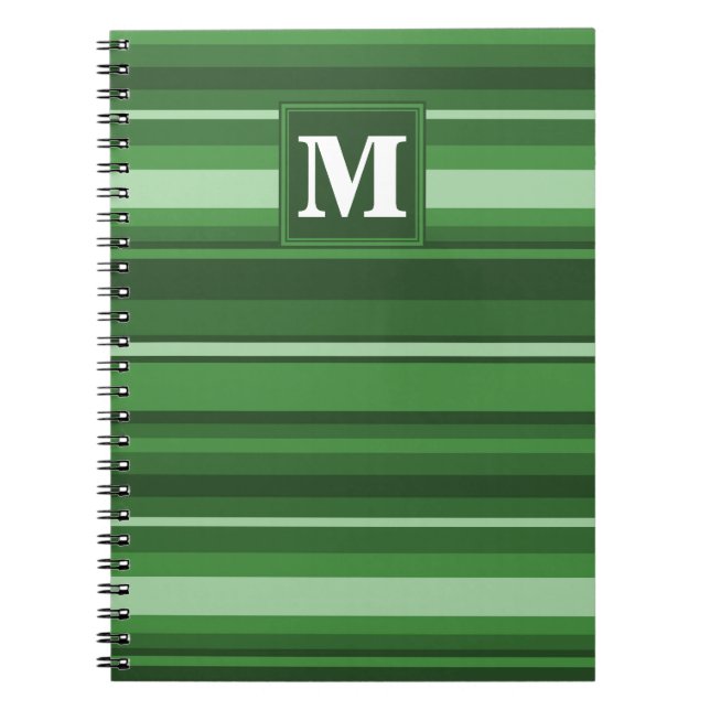 Monogram green stripes spiral notebook (Front)