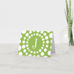 Monogram Green Template Blank Note Card