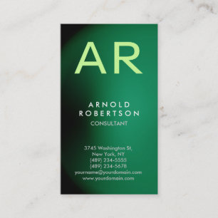 Monogram Green Trendy Consultant Business Card