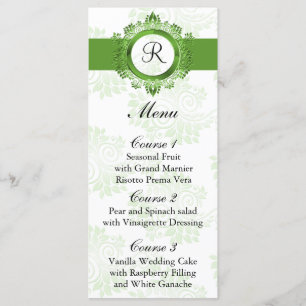 monogram green wedding menu