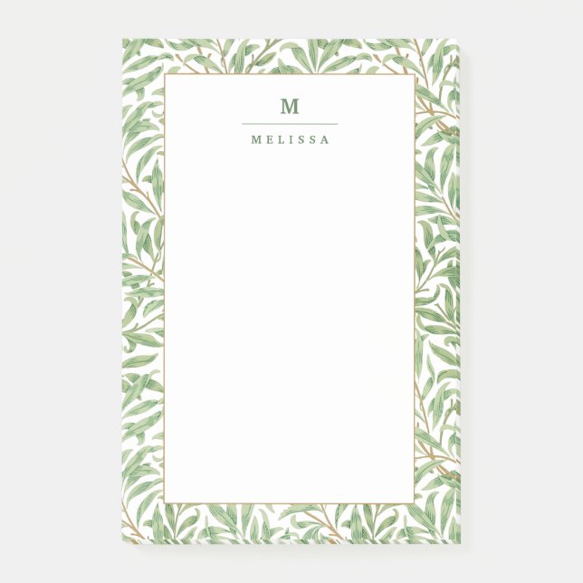 Monogram Greenery Botanical Pattern William Morris Post-it Notes (Front)