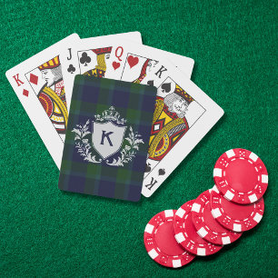 Monogram Greenery Family Logo Crest Preppy Pliad Playing Cards