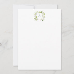Monogram Greenery Wreath & Bow Thank You Card